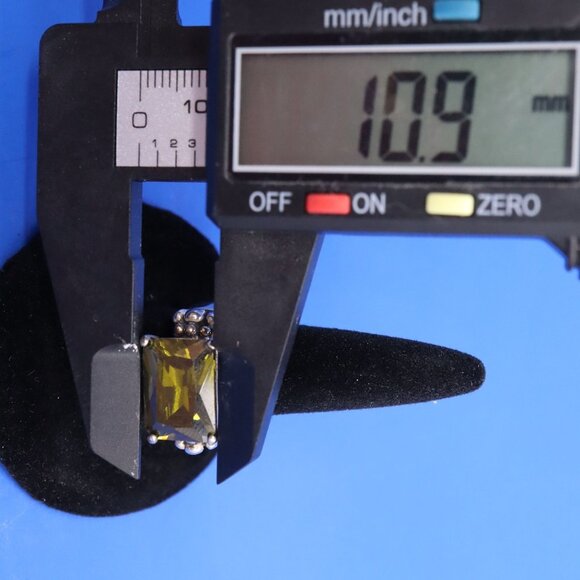 Sterling Silver Large Olive Green CZ Cocktail Statement Ring Size 5.5 - Picture 6 of 7